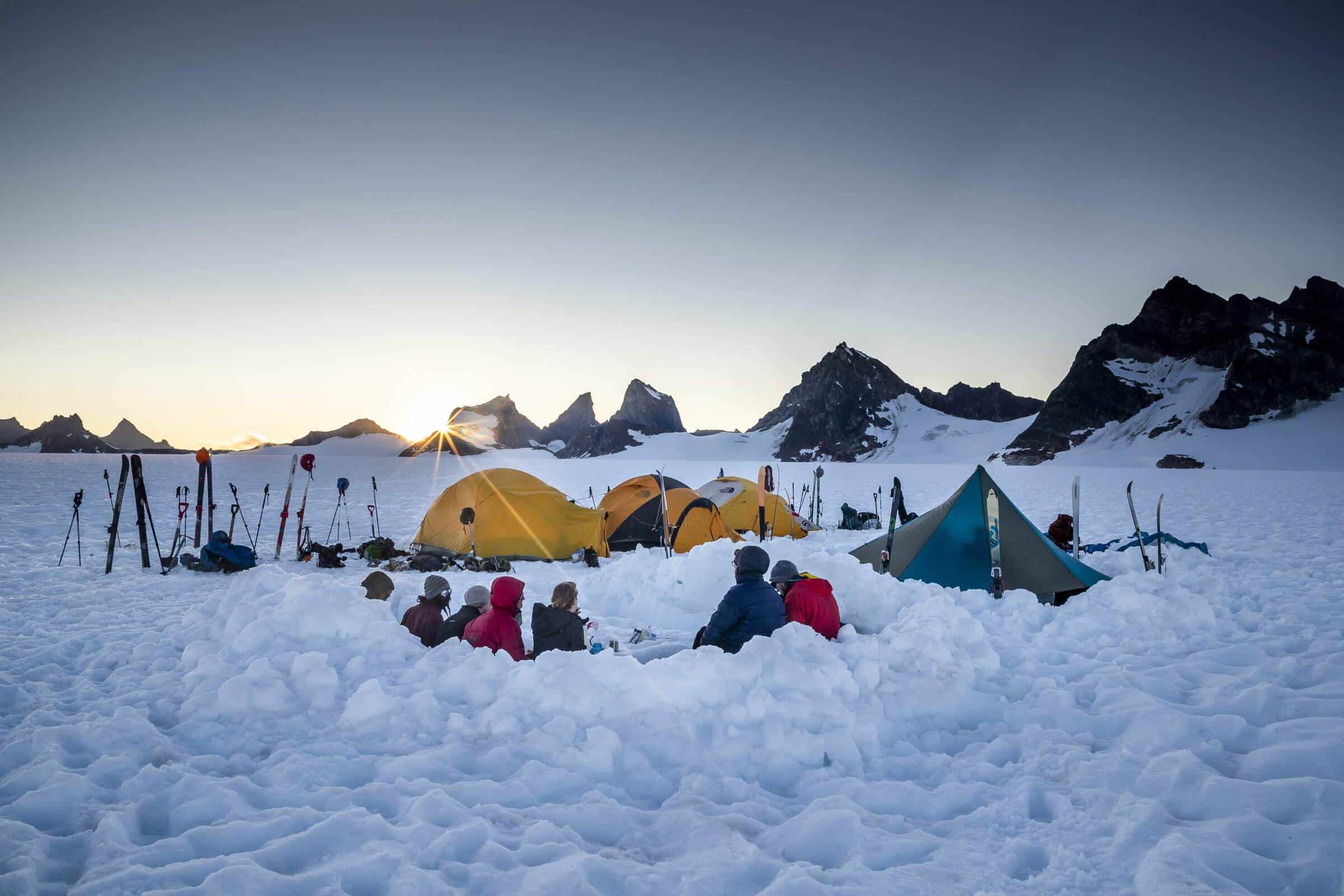 Group Camping Sunset