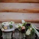 cake and bouquet